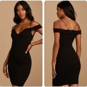 NWT Lulu's Reason to Celebrate Black Off the Shoulder Bodycon Mini Dress, S